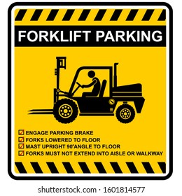  forklift parking, sign and sticker vector