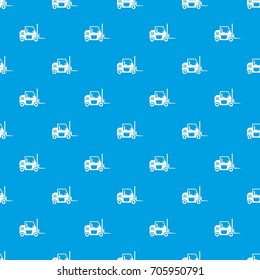 Forklift pattern repeat seamless in blue color for any design. Vector geometric illustration