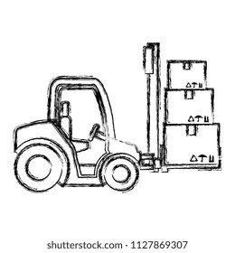 forklift with pile carton boxes