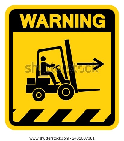 Forklift Point Right Warning Sign, Vector Illustration, Isolate On White Background Label .EPS10