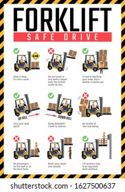 Forklift safe drive poster, Forklift safety rules.