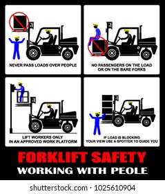 Forklift Safety Working People Sticker Label Stock Vector (Royalty Free ...