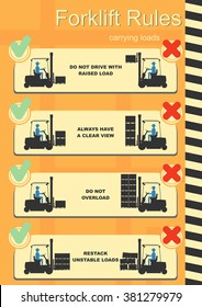 Forklift Safety Rules. Easy To Edit Vector Infographics.