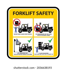 FORKLIFT SAFETY, SIGN AND LABEL VECTOR
