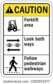 Forklift safety sign and labels forklift area