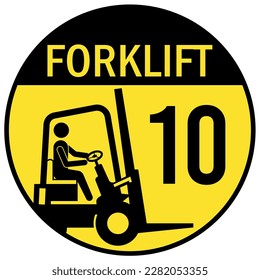 Forklift safety sing and labels forklift identification number