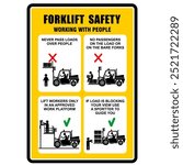 Forklift Safety, working with people, information vector