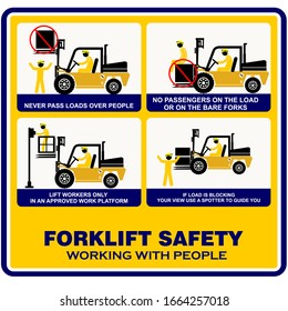 Forklift Safety, Working With People, Sticker And Label