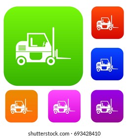 Forklift set icon in different colors isolated vector illustration. Premium collection