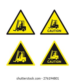 Forklift sign vector set caution