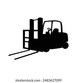 forklift silhouette design. heavy transportation sign and symbol.