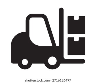 Forklift Silhouette with Stacked Boxes – Vector Icon for Industrial Transport and Warehouse Logistics
