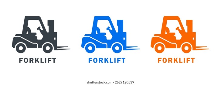 Forklift solid icon set  isolated on white background