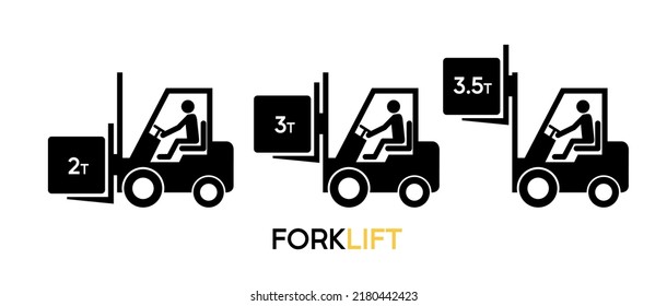 Forklift symbol set with different load lifting weight 