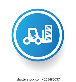 Forklift symbol,Blue button,vector