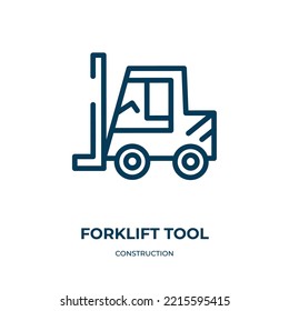 Forklift tool icon. Linear vector illustration from construction collection. Outline forklift tool icon vector. Thin line symbol for use on web and mobile apps, logo, print media.