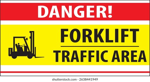 Forklift traffic area caution sign vector