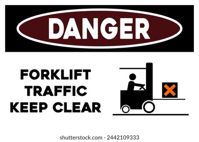 Forklift traffic keep clear warning sticker, safety sign