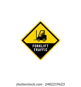 Forklift traffic sign or forklift truck symbol vector isolated. Best forklift traffic symbol for heavy equipment lane alert warning signs. 