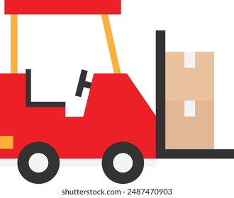 Forklift Transport Delivery Icon Vector FLat Illustration