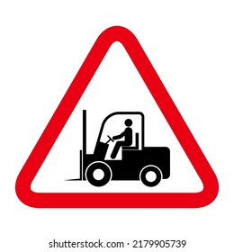 Forklift transport icon, industry vehicle machine symbol, fork truck warehouse vector illustration .