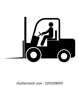 Forklift transport icon, industry vehicle machine symbol, fork truck warehouse vector illustration .