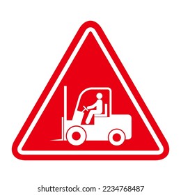 Forklift transport icon, industry vehicle machine symbol, fork truck warehouse vector illustration .