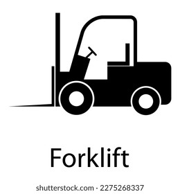 Forklift transport icon, industry vehicle machine symbol, fork truck warehouse vector illustration .