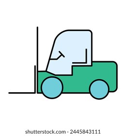Forklift transport icon, industry vehicle machine symbol, fork truck warehouse vector illustration .