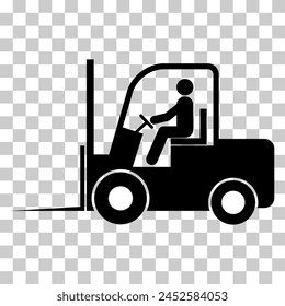 Forklift transport icon, industry vehicle machine symbol, fork truck warehouse vector illustration .