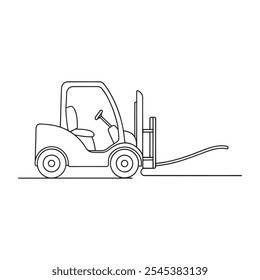 
Forklift Transport Types isolated continuous line art flat vector illustration on white background