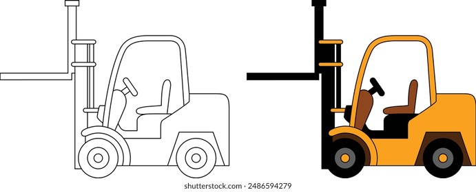 Forklift, transportation, vehicle, outline coloring page for kids 