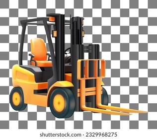 Forklift truck 3D Vector illustration isolated on background