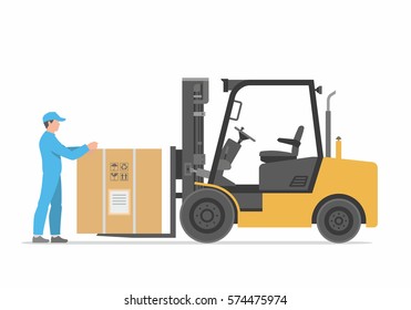 forklift truck with box.