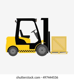 forklift truck with box isolated flat vector stock illustration icon loader