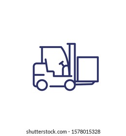 Forklift Truck With Box Line Icon