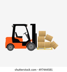 forklift truck with boxes isolated flat vector stock illustration icon loader box