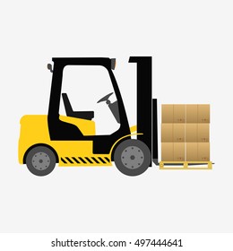 forklift truck with boxes isolated flat vector stock illustration icon loader box