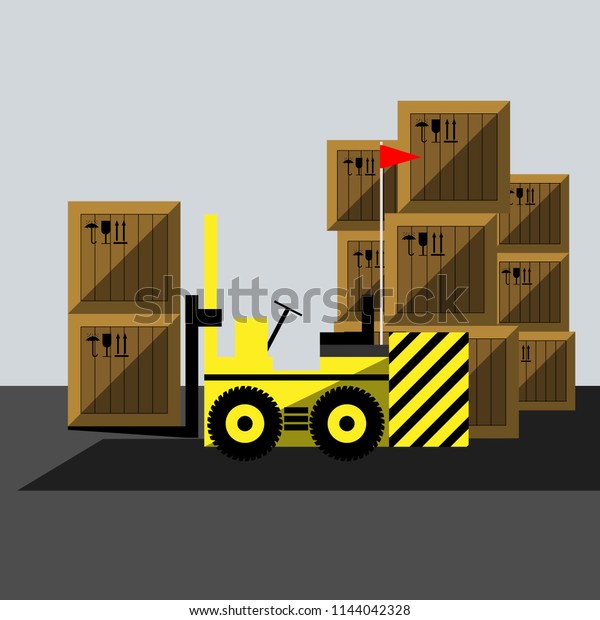 Forklift truck is carrying\
cargo