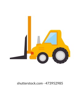 forklift truck construction yellow machinary vehicle vector illustration