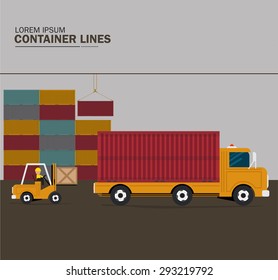 Forklift truck with containers