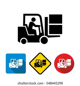 Forklift Truck With Driver Icon 