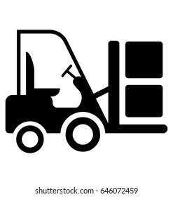 Forklift Truck Glyph Vector Icon