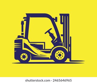 Forklift Truck heavy construction vehicle Silhouette Vector Illustration. Forklift warehouse for industri need.