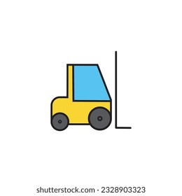 Forklift truck icon. colorful outline nd filed version, vector sign, logo illustration.