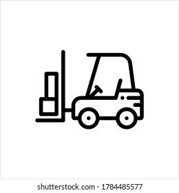 Forklift Truck Icon, Industrial Truck Used For Moving And Lifting Material Vector Art Illustration