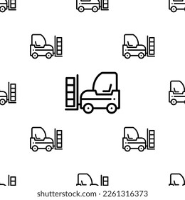 Forklift Truck Icon Seamless Pattern, Industrial Truck Used For Moving And Lifting Material Vector Art Illustration