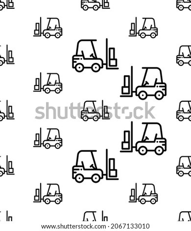 Forklift Truck Icon Seamless Pattern, Industrial Truck Used For Moving And Lifting Material Vector Art Illustration