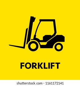 Forklift truck icon. Transportation of cargo and boxes in the warehouse. Vector illustration