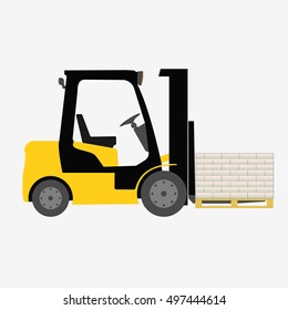 forklift truck isolated flat vector stock illustration icon loader box